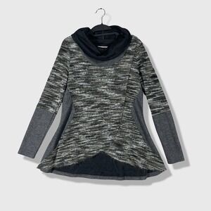 A'reve Cowl Neck Tunic Sweater Womens‎ Small Gray Mixed Media Boho Outdoor